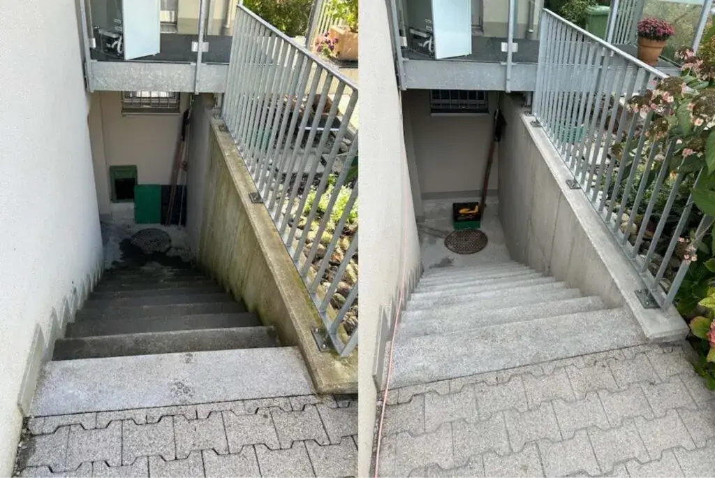 Steinplattenreinigung ohne Chemie