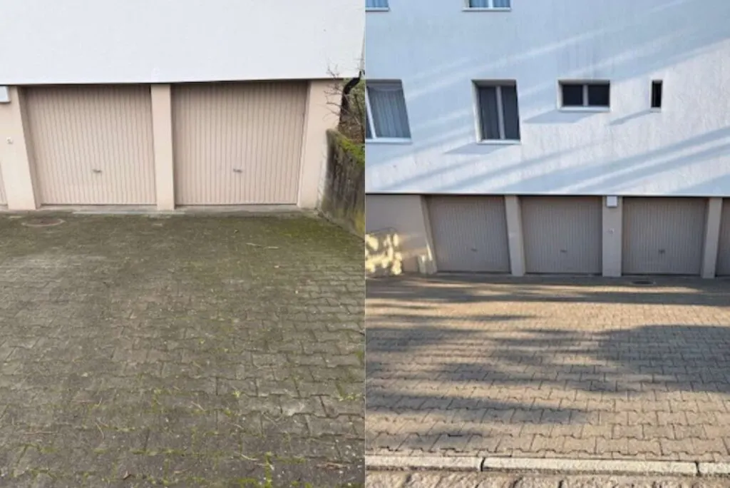 Steinpflege Vergleich einer Terrassenfläche