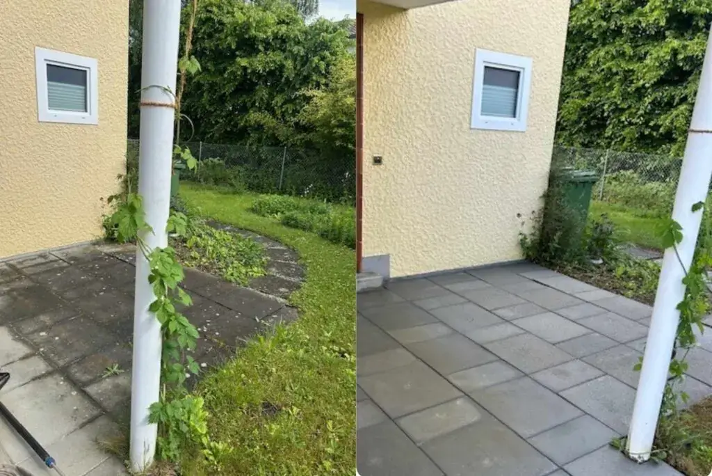 steinschutz Vergleich einer gereinigten Steinfläche