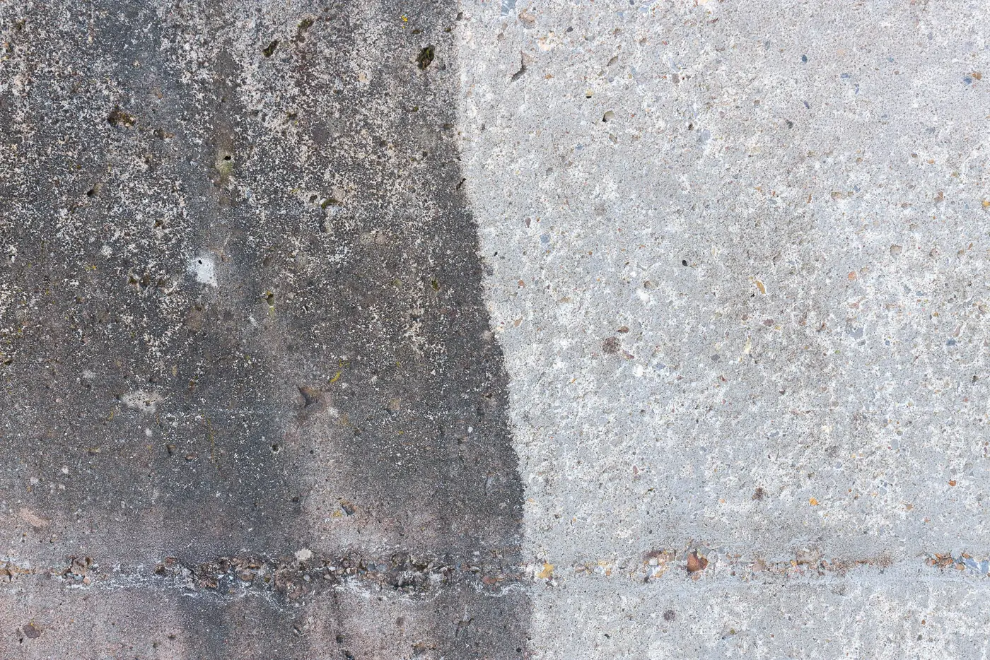 Betonfläche vor und nach der professionellen Steinreinigung